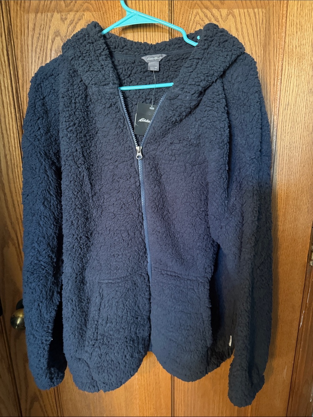 Eddie Bauer Blue Hooded Sherpa Zip-Up Jacket